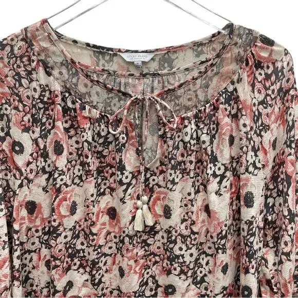 Lucky Brand Women's Printed Woven Mix Peasant Top Size 1X - Picture 3 of 12